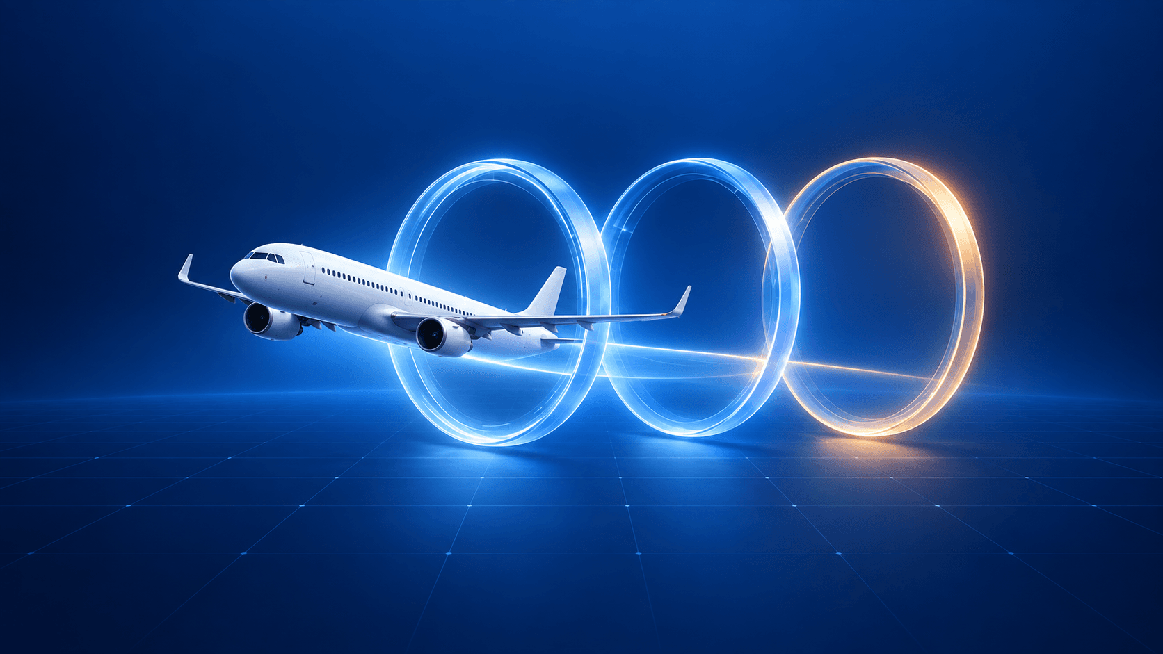 Aircraft progressing through three stages representing airline-retailing capability, partnership deployment and value maturity.